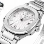 Premium Replica Uhr Patek Philippe Nautilus 7010/1G-011 aus Edelstahl mit Diamantbesatz 32 mm