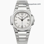 Premium Replica Uhr Patek Philippe Nautilus 7010/1G-011 aus Edelstahl mit Diamantbesatz 32 mm