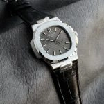 Super Clone Patek Philippe Nautilus 5711G-001 mit ultraflachem Edelstahlgehäuse und Lederarmband 40 mm