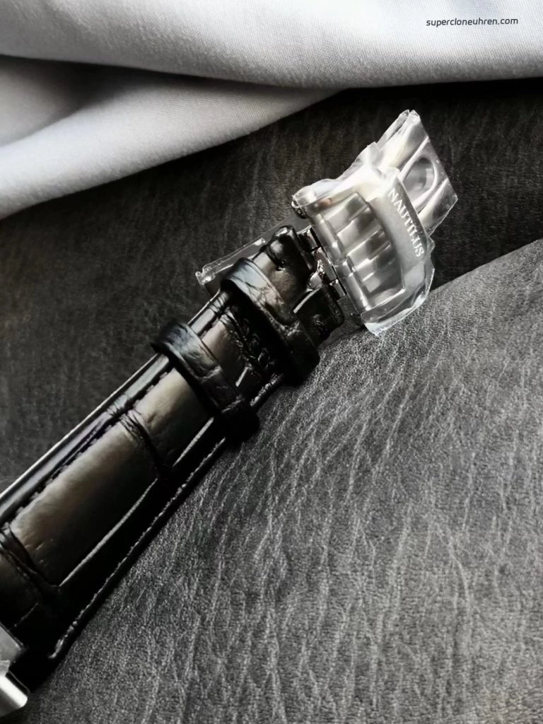 Super Clone Patek Philippe Nautilus 5711G-001 mit ultraflachem Edelstahlgehäuse und Lederarmband 40 mm