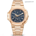 Premium Replica Uhr Patek Philippe Nautilus 5990/1R-001 Roségold blaues Zifferblatt 40,5mm