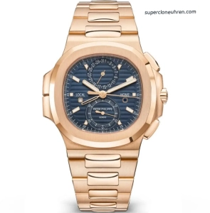 Premium Replica Uhr Patek Philippe Nautilus 5990/1R-001 Roségold blaues Zifferblatt 40,5mm