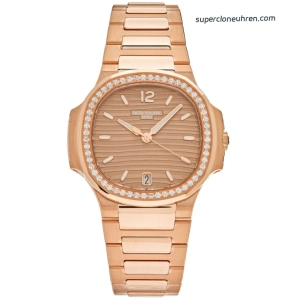 Premium Replica Uhr Patek Philippe Nautilus 7118/1200R-010 Roségold mit Diamantbesatz 35,2 mm