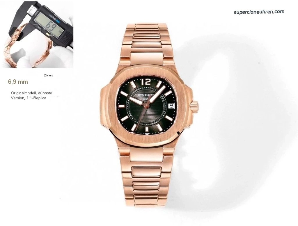 Premium Replica Uhr Patek Philippe Nautilus 7010/1R-010 Roségold mit Diamantbesatz 32mm