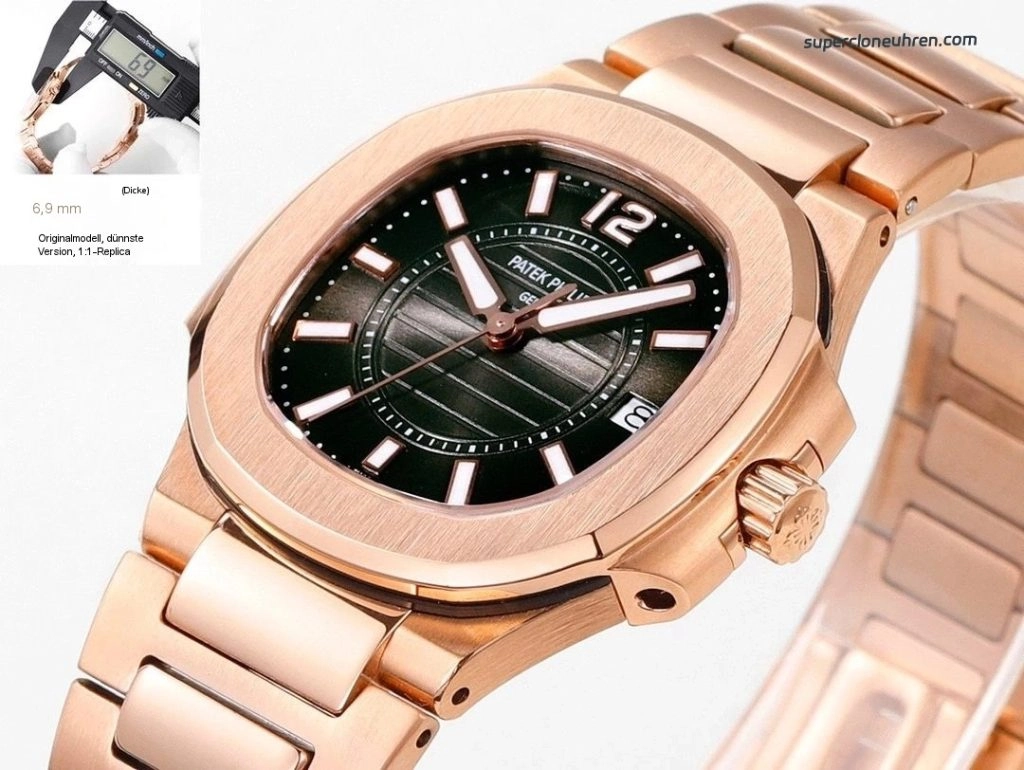 Premium Replica Uhr Patek Philippe Nautilus 7010/1R-010 Roségold mit Diamantbesatz 32mm