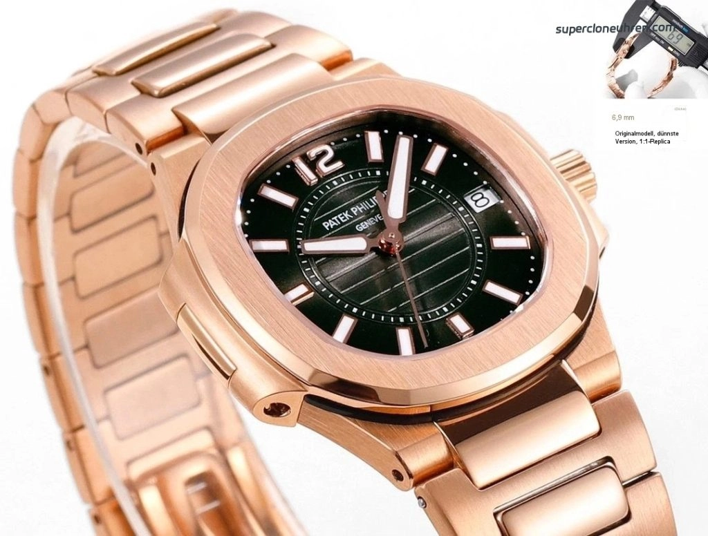 Premium Replica Uhr Patek Philippe Nautilus 7010/1R-010 Roségold mit Diamantbesatz 32mm