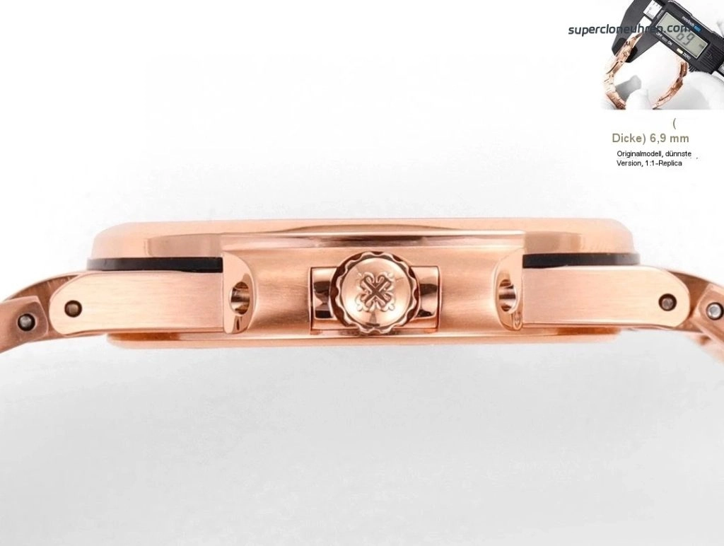 Premium Replica Uhr Patek Philippe Nautilus 7010/1R-010 Roségold mit Diamantbesatz 32mm