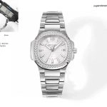 Premium Replica Uhr Patek Philippe Nautilus 7010-1g-001 aus Edelstahl mit Diamantbesatz 32mm