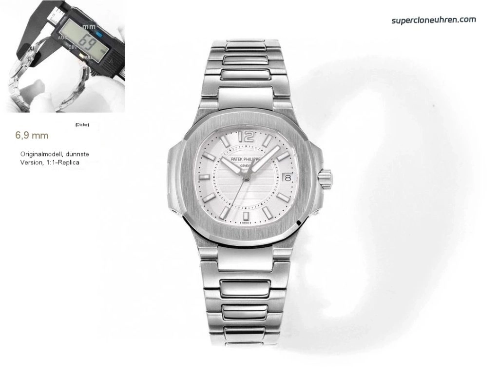 Premium Replica Uhr Patek Philippe Nautilus 7010-1g-001 aus Edelstahl mit Diamantbesatz 32mm