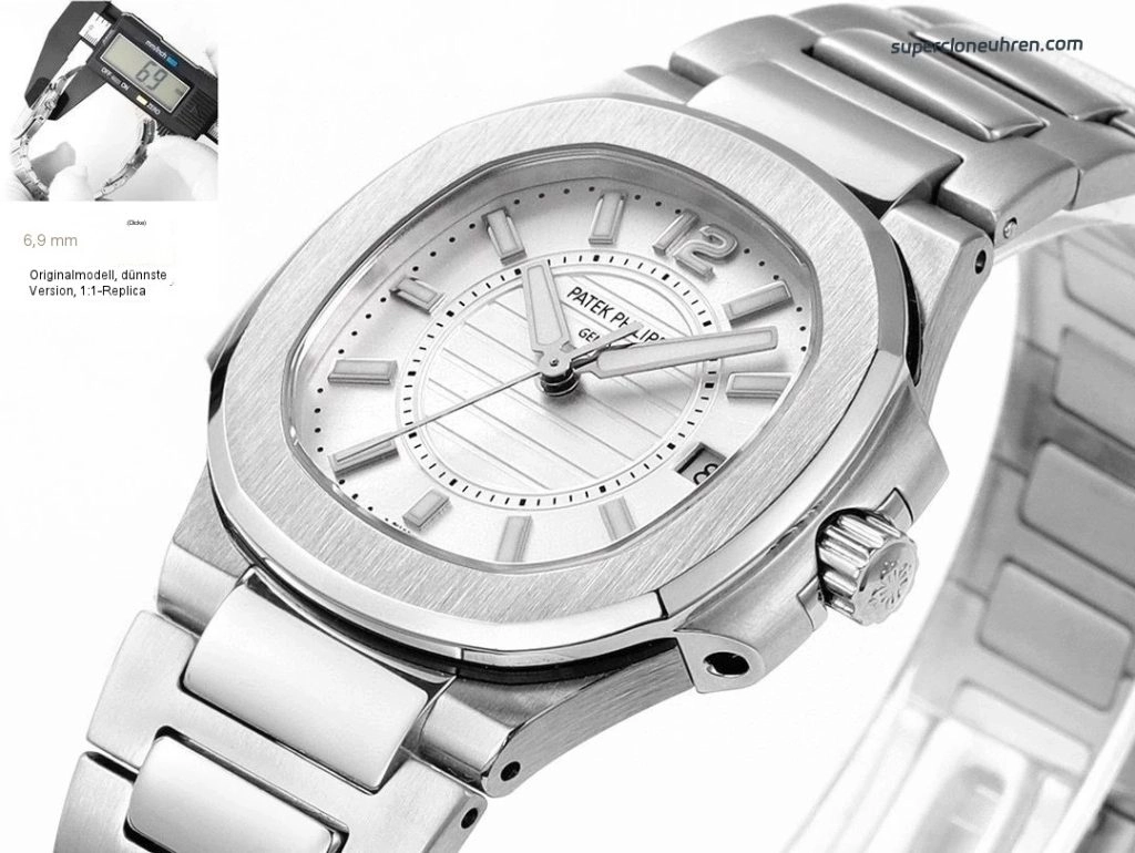Premium Replica Uhr Patek Philippe Nautilus 7010-1g-001 aus Edelstahl mit Diamantbesatz 32mm