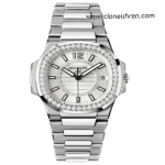 Premium Replica Uhr Patek Philippe Nautilus 7010-1g-001 aus Edelstahl mit Diamantbesatz 32mm
