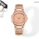 Premium Replica Uhr Patek Philippe Nautilus 7010/1R-012 Roségold mit Diamantbesatz 32 mm