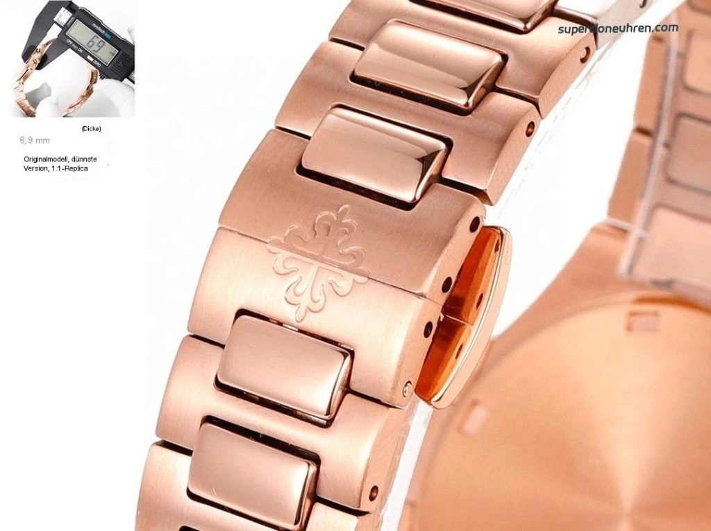 Premium Replica Uhr Patek Philippe Nautilus 7010/1R-001 Roségold mit Diamantbesatz 32mm