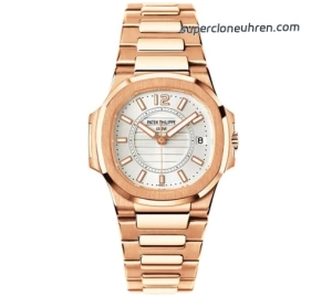 Premium Replica Uhr Patek Philippe Nautilus 7010/1R-001 Roségold mit Diamantbesatz 32mm