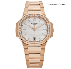 Premium Replica Uhr Patek Philippe Nautilus 7118/1200R-001 Roségold mit Diamantlünette 35,2 mm