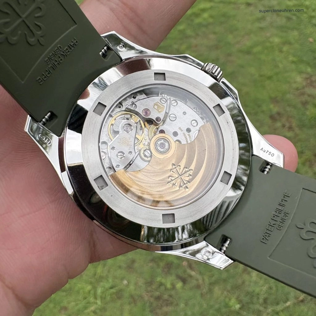 1:1 Super Clone Uhr Patek Philippe Aquanaut 5168G-010 Grünes Zifferblatt Fluorkautschuk Armband 42mm