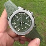 1:1 Super Clone Uhr Patek Philippe Aquanaut 5168G-010 Grünes Zifferblatt Fluorkautschuk Armband 42mm