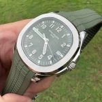 1:1 Super Clone Uhr Patek Philippe Aquanaut 5168G-010 Grünes Zifferblatt Fluorkautschuk Armband 42mm