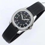 Premium Replica Uhr Patek Philippe Aquanaut 5267/200A-001 mit Diamantlünette und Kautschukband 38,8 mm