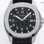 Premium Replica Uhr Patek Philippe Aquanaut 5267/200A-001 mit Diamantlünette und Kautschukband 38,8 mm