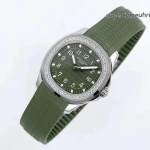 Premium Replica Uhr Patek Philippe Aquanaut 5267/200A-011 mit Diamantlünette und Kautschukband 38,8 mm