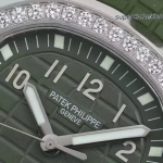 Premium Replica Uhr Patek Philippe Aquanaut 5267/200A-011 mit Diamantlünette und Kautschukband 38,8 mm
