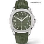 Premium Replica Uhr Patek Philippe Aquanaut 5168G-010 mit grünem Zifferblatt und Kautschukband 42mm
