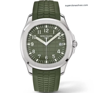 Premium Replica Uhr Patek Philippe Aquanaut 5168G-010 mit grünem Zifferblatt und Kautschukband 42mm