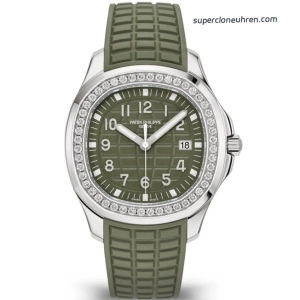 Premium Replica Uhr Patek Philippe Aquanaut 5267/200A-011 mit Diamantlünette und Kautschukband 38,8 mm