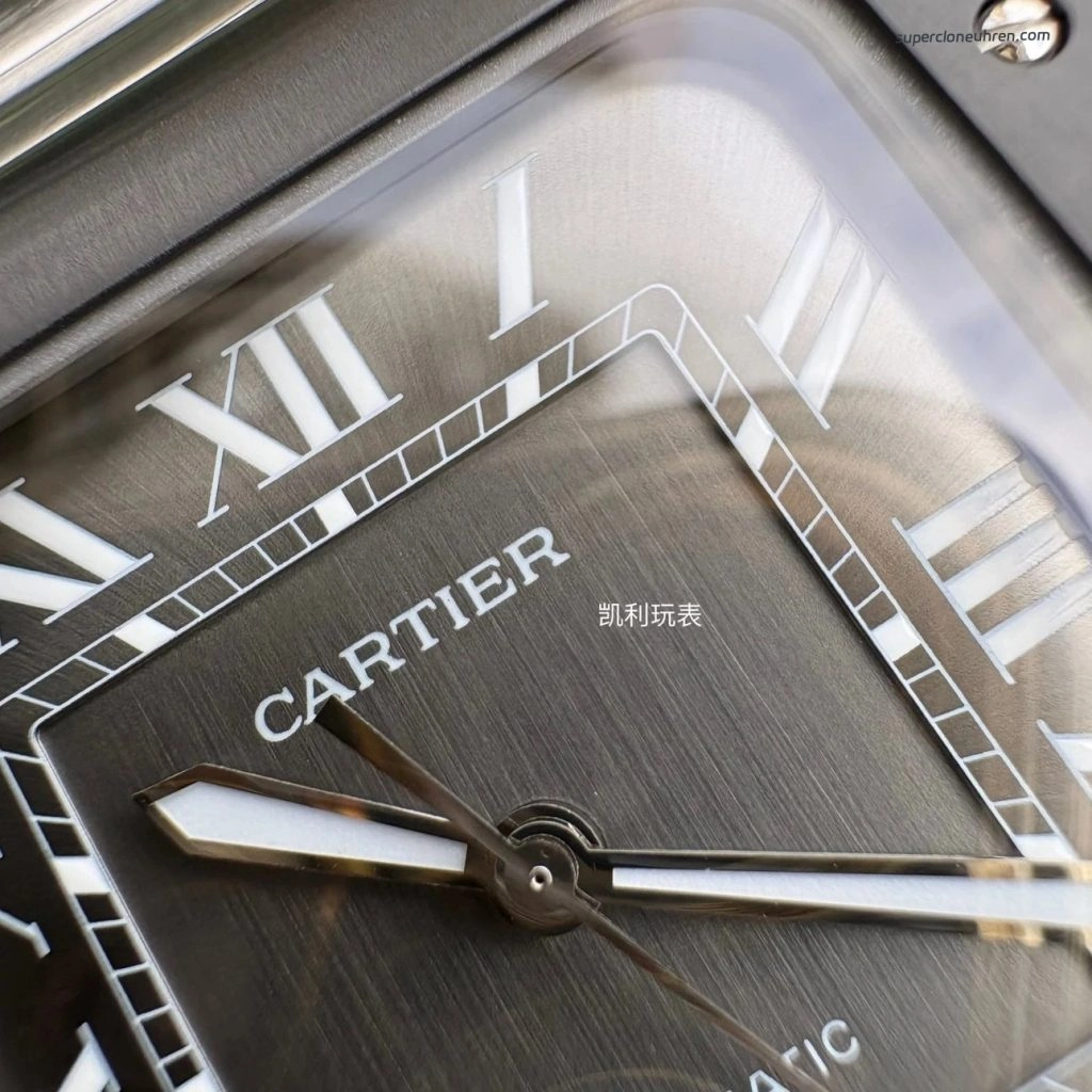 1:1 Super Clone Uhr Cartier Santos WSSA0037 Grau Zifferblatt Edelstahl Herrenuhr 39,8 mm