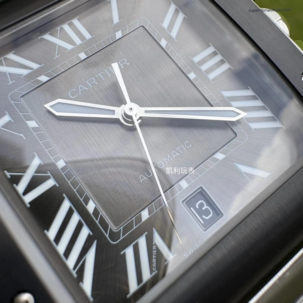 1:1 Super Clone Uhr Cartier Santos WSSA0037 Grau Zifferblatt Edelstahl Herrenuhr 39,8 mm