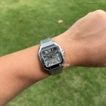 1:1 Super Clone Uhr Cartier Santos WSSA0037 Grau Zifferblatt Edelstahl Herrenuhr 39,8 mm