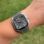1:1 Super Clone Uhr Cartier Santos WSSA0037 Grau Zifferblatt Edelstahl Herrenuhr 39,8 mm