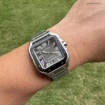 1:1 Super Clone Uhr Cartier Santos WSSA0037 Grau Zifferblatt Edelstahl Herrenuhr 39,8 mm