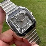 1:1 Super Clone Uhr Cartier Santos WSSA0037 Grau Zifferblatt Edelstahl Herrenuhr 39,8 mm