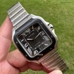 1:1 Super Clone Uhr Cartier Santos WSSA0037 Grau Zifferblatt Edelstahl Herrenuhr 39,8 mm