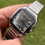 1:1 Super Clone Uhr Cartier Santos WSSA0037 Grau Zifferblatt Edelstahl Herrenuhr 39,8 mm