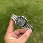 1:1 Super Clone Uhr Cartier Santos WSSA0037 Grau Zifferblatt Edelstahl Herrenuhr 39,8 mm