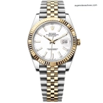 1:1 Super Clone Uhr Rolex Datejust 126333-0016 Weißes Zifferblatt 18K Gold Jubilé-Band 41mm