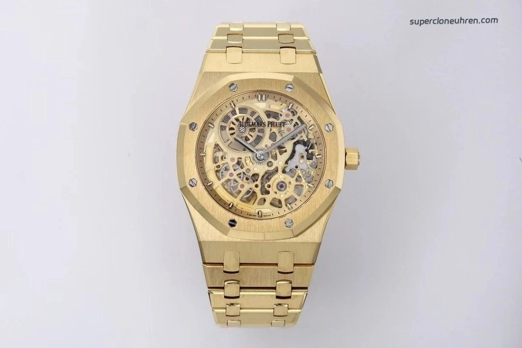 1:1 Super Clone Uhr Audemars Piguet Royal Oak 16204BA.OO.1240BA.01 Skelett Gelbgold 39mm
