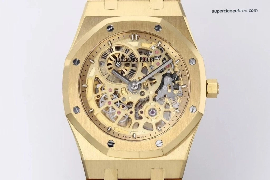 1:1 Super Clone Uhr Audemars Piguet Royal Oak 16204BA.OO.1240BA.01 Skelett Gelbgold 39mm