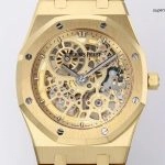 1:1 Super Clone Uhr Audemars Piguet Royal Oak 16204BA.OO.1240BA.01 Skelett Gelbgold 39mm