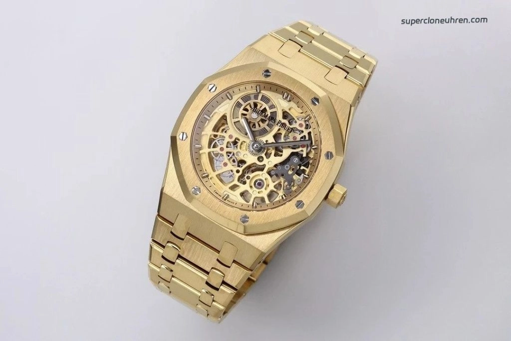 1:1 Super Clone Uhr Audemars Piguet Royal Oak 16204BA.OO.1240BA.01 Skelett Gelbgold 39mm