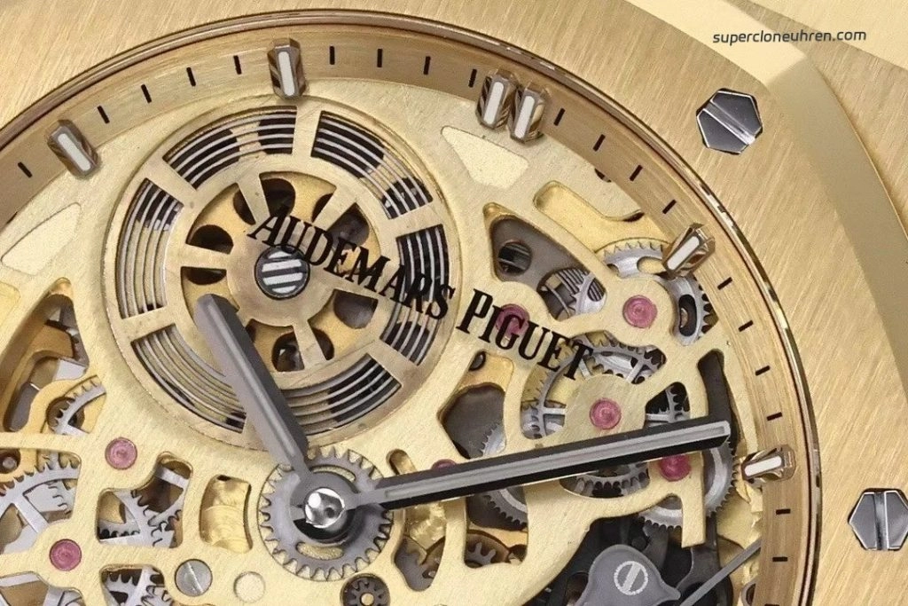 1:1 Super Clone Uhr Audemars Piguet Royal Oak 16204BA.OO.1240BA.01 Skelett Gelbgold 39mm