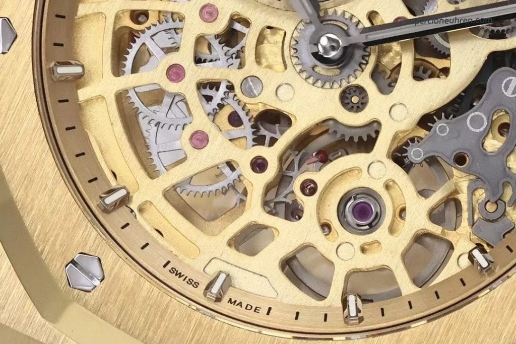 1:1 Super Clone Uhr Audemars Piguet Royal Oak 16204BA.OO.1240BA.01 Skelett Gelbgold 39mm