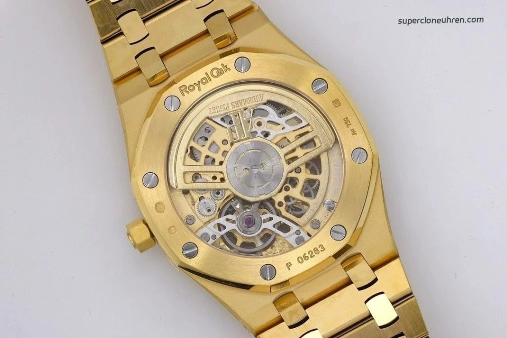 1:1 Super Clone Uhr Audemars Piguet Royal Oak 16204BA.OO.1240BA.01 Skelett Gelbgold 39mm