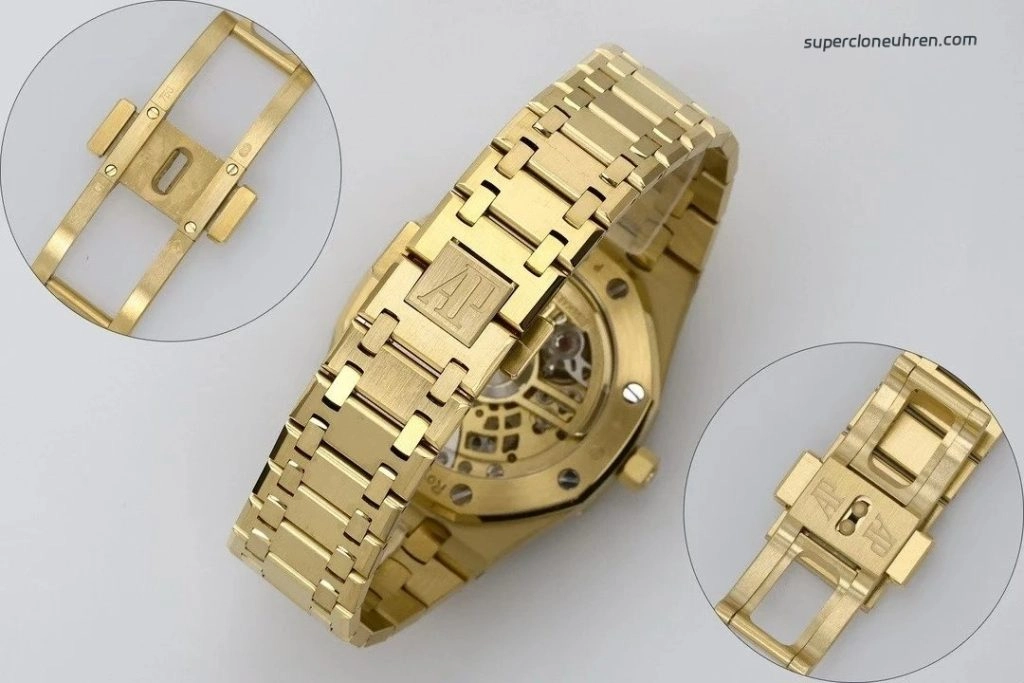 1:1 Super Clone Uhr Audemars Piguet Royal Oak 16204BA.OO.1240BA.01 Skelett Gelbgold 39mm