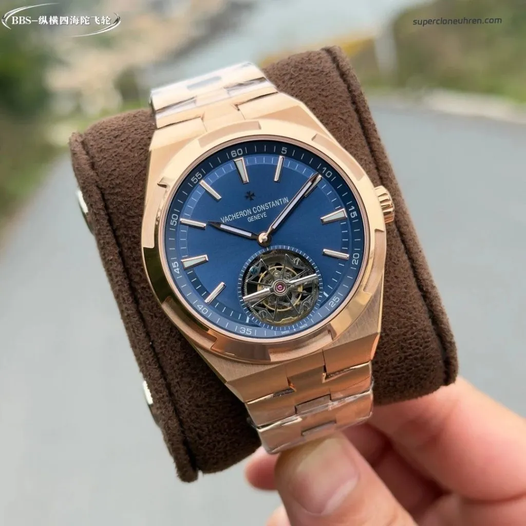 1:1 Super Clone Uhr Vacheron Constantin Overseas Tourbillon 6000V Roségold 42,5 mm