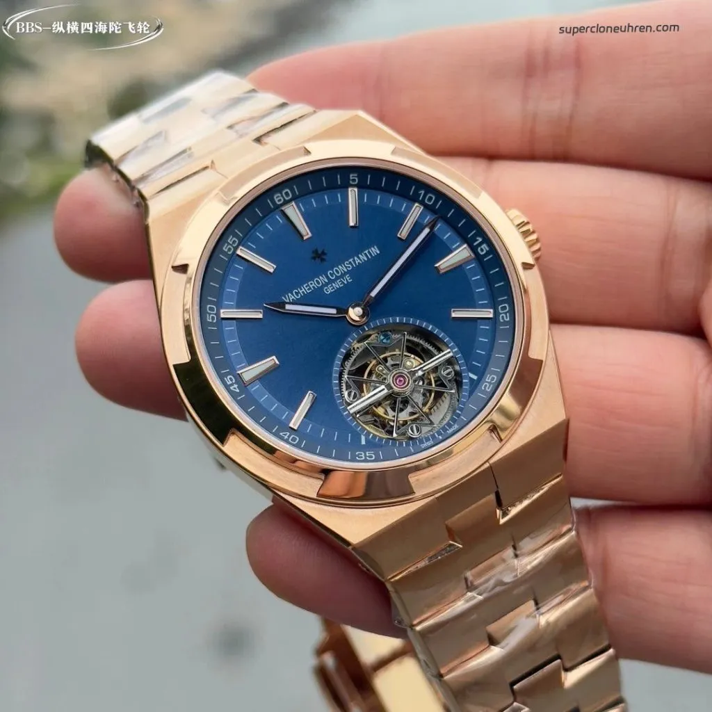1:1 Super Clone Uhr Vacheron Constantin Overseas Tourbillon 6000V Roségold 42,5 mm
