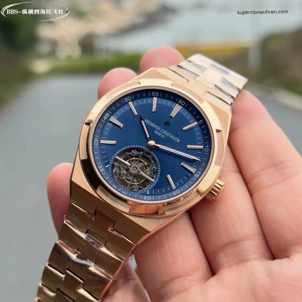 1:1 Super Clone Uhr Vacheron Constantin Overseas Tourbillon 6000V Roségold 42,5 mm